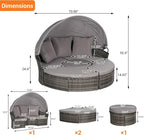 Merax 5 Pieces Outdoor Patio Round Daybed Furniture, All-Weather Wicker - Image 2