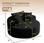 Oversized Round Chair Lounge Chaise Indoor, Upholstered Corduroy Deep Seat - Image 2