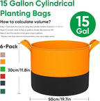 15-Gallon Grow Bags for Potato Planting: 6 Pack Heavy Duty 350G Thickened - Image 2
