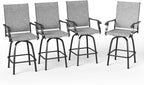 PHI VILLA Outdoor Swivel Patio Bar Stools Set of 4, 30 Inch Bar Height Tall by PHIVILLAThepioneerofcomfortablehouseholdsupplies