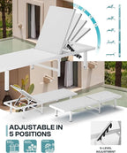 Lounge Chair Outdoor with Wheels, Aluminum Patio Chaise Lounge Chair with 5 - Image 4
