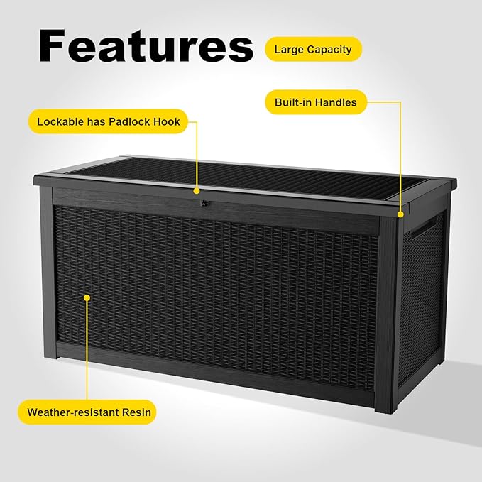 320 Gallon Outdoor Storage Box, Large Waterproof UV Resistant Deck Box - Image 6