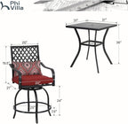 PHI VILLA 3 Piece Outdoor Bar Furniture Set, Counter-Height Patio Bistro Table - Image 7