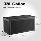 320 Gallon Resin Deck Box, Lockable Weatherproof Outdoor Storage Box - Image 2