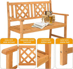 Outvita Wooden Garden Bench, Outdoor Wood Patio Bench, Rustic Two Person - Image 5