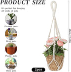 2 PCS Macrame Plant Hanger Indoor Hanging Plant Holder Hand-Woven Cotton Rope - Image 4