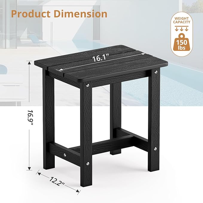 LUE BONA Outdoor Side Table Set of 2, HDPS Small Outdoor Table, Adirondack Side - Image 3