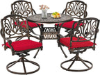 Grepatio 5 Piece Outdoor Dining Set Cast Aluminum Patio Dining Set Table and by Takesyoutohaveawonderfullife