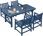 5 Pieces HDPE Patio Dining Set, Outdoor Table and Chairs by SeeHill