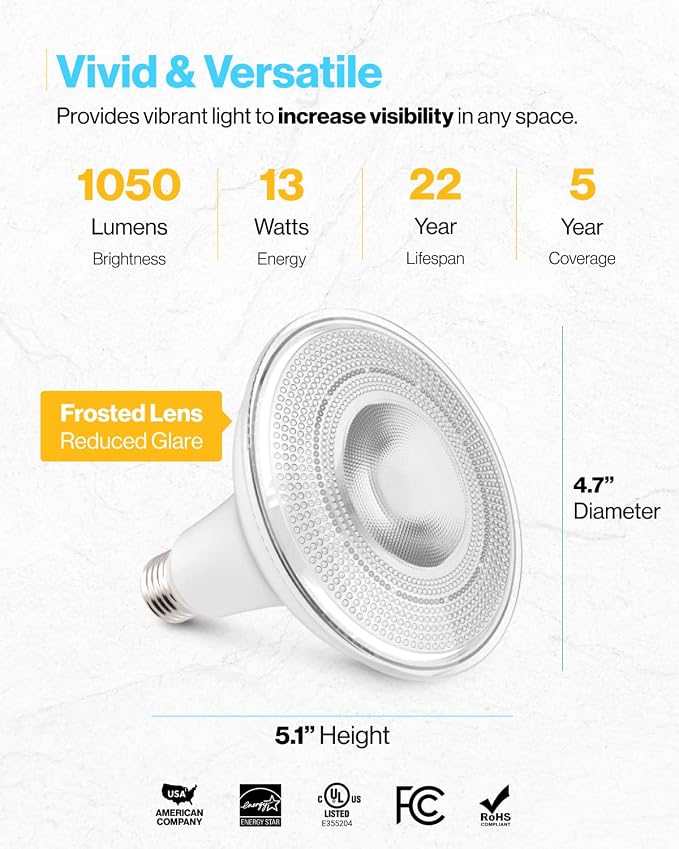 Sunco 48 Pack PAR38 LED Flood Light Outdoor Bulb, Waterproof Bright Dimmable - Image 4