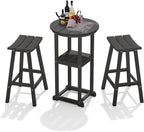 Ciokea 3 Pcs Compact Outdoor Bar Set, Space-Saving Round Bistro Set by CIOKEA