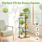 iDavosic.ly 5 Tier Plant Stand Indoor, Tiered Corner Metal Wood Multiple Flower - Image 2