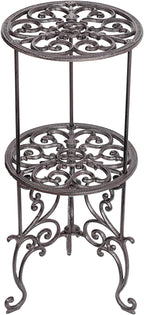 Sungmor Heavy Duty Cast Iron Potted Plant Stand, 26-Inch 2 Tiers Metal Planter by Sungmor