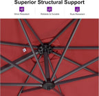 PURPLE LEAF 8 Feet Square Cantilever Umbrella Patio Umbrella - Image 3