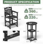 Outdoor Bistro Bar Set, Patio High Top Table and Bar Height Tall Adirondack - Image 4