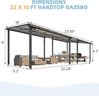 AECOJOY 10' x 24' Gazebo for Patio, Large Wall-Mounted Hard Top Lean-to Gazebo - Image 2