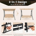 Tangkula 2 Person Porch Swing, 2-in-1 Convertible Outdoor Swing Bed - Image 3