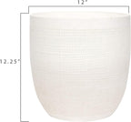 Creative Co-Op Large Matte White Embossed Stoneware Planter - Image 2