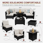 8 Pcs Patio Furniture Set with Fire Pit Table Wicker Outdoor Sectional Sofa - Image 2