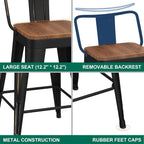 WENTMENT Bar Stools Set of 4 Counter Height Bar Stools Metal Barstools - Image 6
