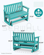 SERWALL Outdoor Glider Bench Set of 2, HDPE Weather-Resistant Swinging Bench - Image 2