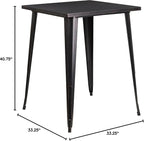 EMMA + OLIVER Commercial Grade 31.5" Square Black-Gold Metal Indoor-Outdoor Bar - Image 2