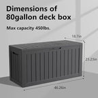EasyUp 80 Gallon Resin Deck Box Storage Outdoor Waterproof Boxes Lockable UV - Image 2