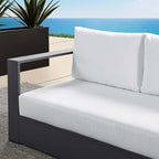 Modway Tahoe Aluminum Modular Left-Facing Outdoor Patio Loveseat in Gray White - Image 9