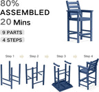 GLANC Adirondack Chairs and Table 3 Pieces Set, HDPE Balcony Bar Height Chairs - Image 5