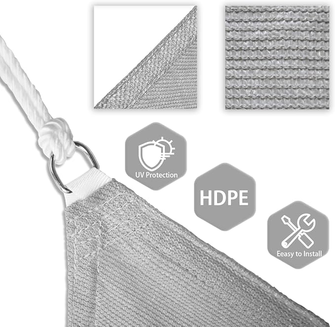 Patio Paradise 28' x 28' x 28' Sun Shade Sail Triangle Canopy Shade Cloth - Image 3