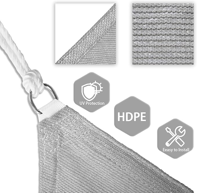 Patio Paradise 5' x 5' x 5' Sun Shade Sail Triangle Canopy Shade Cloth Fabric - Image 3