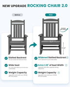SERWALL Outdoor Rocking Chair Set of 2, HDPE Patio Rocking Chair, All-Weather - Image 7