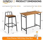 VINGLI 5 Pieces Outdoor Patio Bar Set, Acacia Wood Outdoor Dining Set Patio - Image 7