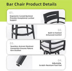 Modern Outdoor Bar Stools Set of 2 Swivel Patio Bar Chairs - Image 4