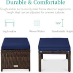Best Choice Products Set of 2 Wicker Ottomans, Additional Seating, Side Table - Image 2