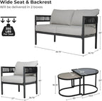 Grand patio 5-Piece Outdoor Furniture Set, 4 Seats Wicker Sofa Conversation Set - Image 2
