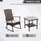 Outdoor Rocking Chair 3 Pieces High-Backed Rocking Chair Patio Rocking Chairs - Image 2