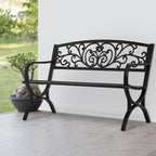 PayLessHere Black Outdoor Metal Loveseat Chairs Patio Garden Bench 50-inch by PayLessHere