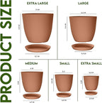 Utopia Home - Plastic Terracotta Pots - 7/6.6/6/5.3/4.8 Inches Flower Pots - Image 5