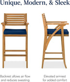 Best Choice Products Set of 2 Outdoor Acacia Wood Bar Stools Bar Chairs - Image 4