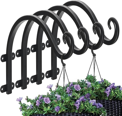 4 Pack 12Inch Plant Hanger, Sturdy Hanging Plant Bracket Hooks Outdoor by Acteomsly