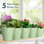 4 inch Small Plastic Nursery Pots, 5 Pack Water Ripples Plant Pots - Image 7