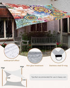 Sun Shade Sail 12'x16' Boho Floral Rectangle Sun Shade Sails Canopy Waterproof - Image 5
