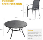 VICLLAX Patio Table and Chair Set of 8, All Weather Metal Round Outdoor Dining - Image 7
