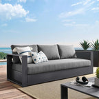 Modway Tahoe Aluminum Outdoor Patio Sofa in Gray Charcoal - Image 3