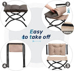HollyHOME 15" Folding Footrest Stool, Upholstered Small Foldable Ottoman - Image 4