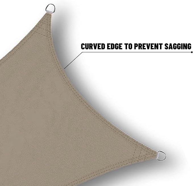 SUNNY GUARD Waterproof Sun Shade Sail 7'x9'x11.4' Taupe Right Triangle UV Block - Image 5