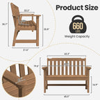 Ciokea 49" Heavy Duty Outdoor Bench, HDPE Weatherproof Porch Benches, Durable - Image 2