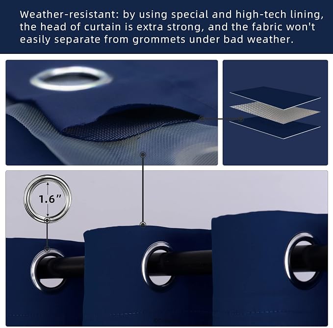 Outdoor Patio Curtain Waterproof Darkening Thermal Insulated Indoor Curtains - Image 3