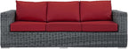 Modway Summon Wicker Rattan Outdoor Patio Sunbrella Sofa in Canvas Red - Image 5